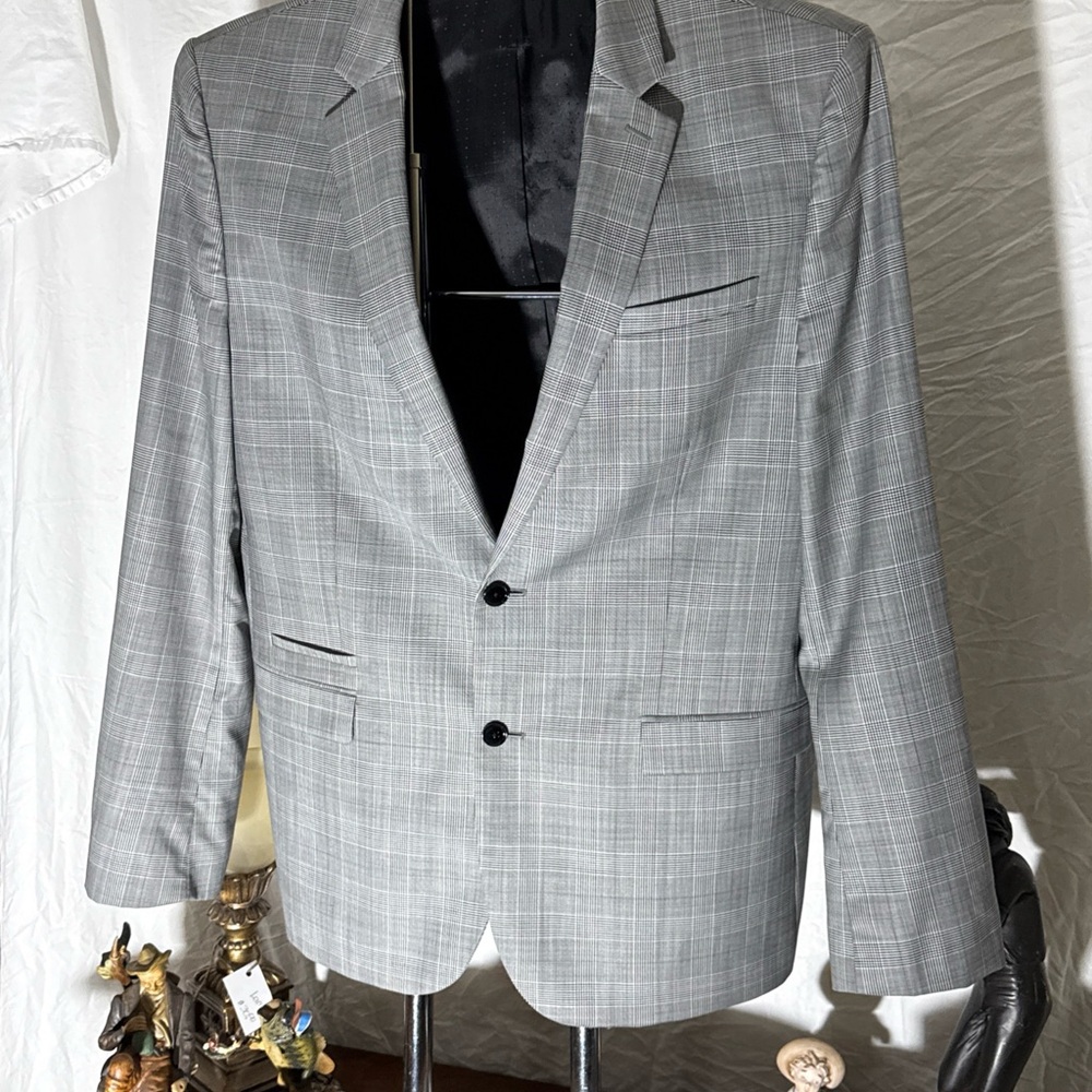 Express Men's Blazer in Gray Check Pattern